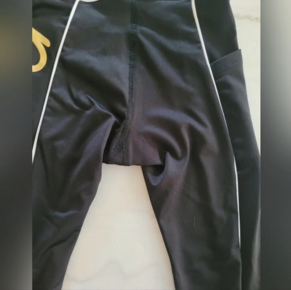 Justice Dance Gold, Black and White Pocketed Puff Paint Leggings Size XS Girls